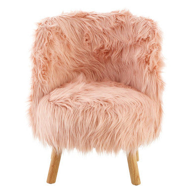 Orsina Kids Pink Faux Fur Chair – Plush Nursery Seating with Wood Legs