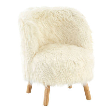 Orsina Kids White Faux Fur Chair – Modern Plush Toddler Seating