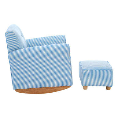 Orsina Kids Blue and White Stripe Rocking Chair with Footstool