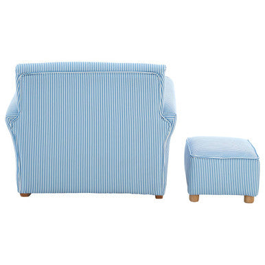 Orsina Kids Blue and White Stripe Rocking Chair with Footstool