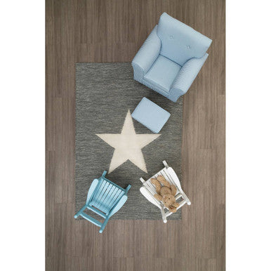 Orsina Kids Blue and White Stripe Rocking Chair with Footstool