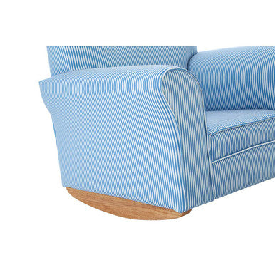 Orsina Kids Blue and White Stripe Rocking Chair with Footstool