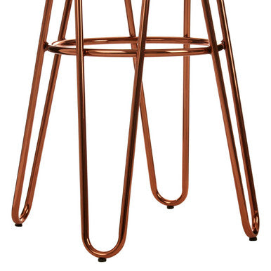 Orsina District Hairpin Stool – Rose Gold Metal and Elm Wood Seat