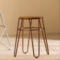 Orsina District Hairpin Stool – Rose Gold Metal and Elm Wood Seat