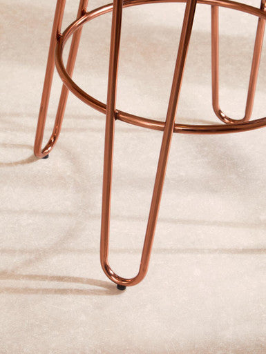 Orsina District Bar Stool – Rose Gold Metal Legs with Wooden Top