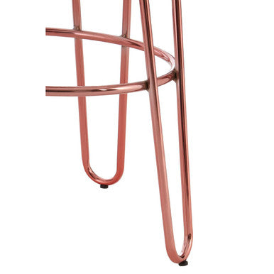 Orsina District Bar Stool – Rose Gold Metal Legs with Wooden Top