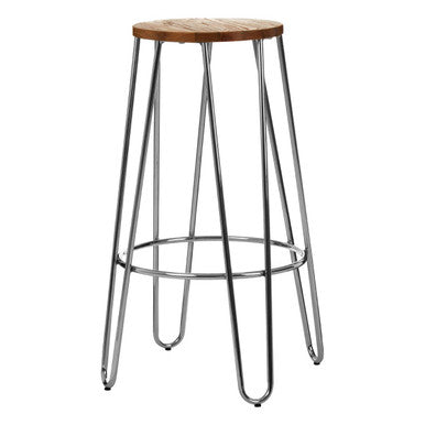 Orsina District Hairpin Stool – Rose Gold Metal and Elm Wood Seat