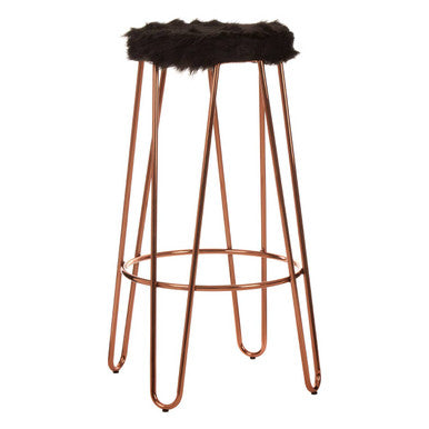 Orsina District Faux Fur Hairpin Bar Stool – Rose Gold & White