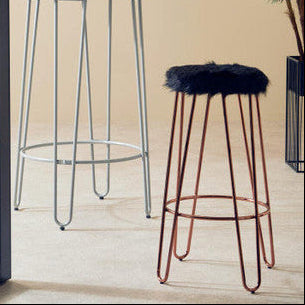 Orsina District Faux Fur Hairpin Bar Stool – Rose Gold & White