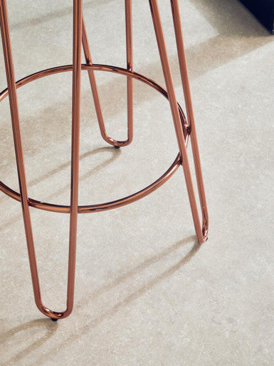 Orsina District Faux Fur Hairpin Bar Stool – Rose Gold & White
