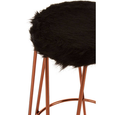 Orsina District Faux Fur Hairpin Bar Stool – Rose Gold & White