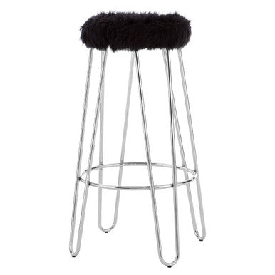 Orsina District Black Bar Stool – Modern Chrome Kitchen Island Seating