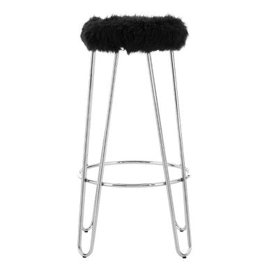 Orsina District Black Bar Stool – Modern Chrome Kitchen Island Seating