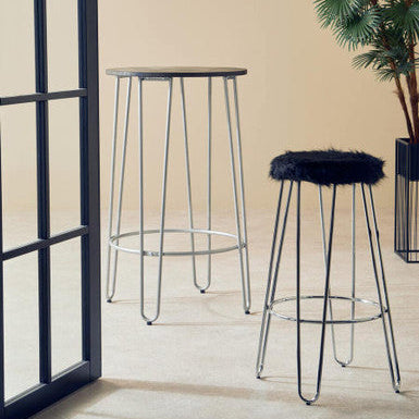 Orsina District Black Bar Stool – Modern Chrome Kitchen Island Seating