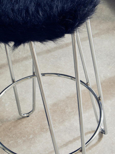 Orsina District Black Bar Stool – Modern Chrome Kitchen Island Seating