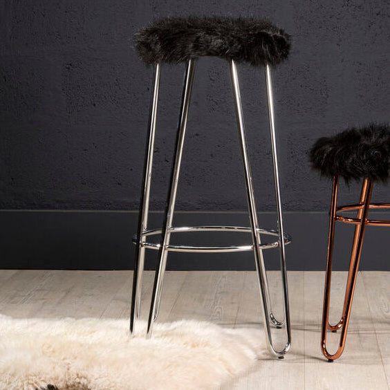 Orsina District Black Bar Stool – Modern Chrome Kitchen Island Seating