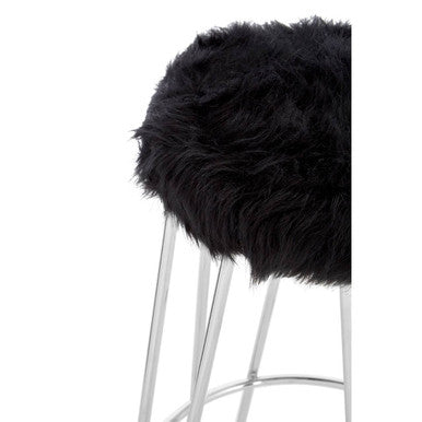 Orsina District Black Bar Stool – Modern Chrome Kitchen Island Seating