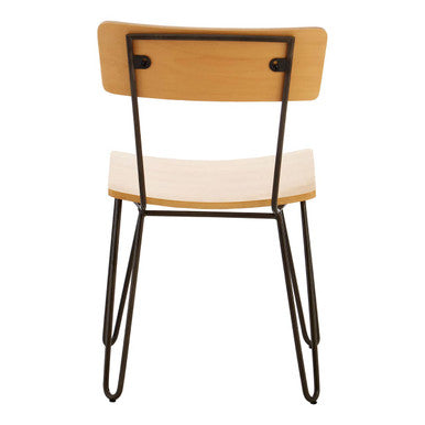 Orsina District Industrial Dining Chair with Wood Seat and Hairpin Legs