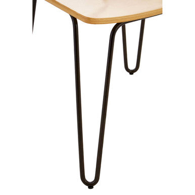 Orsina District Industrial Dining Chair with Wood Seat and Hairpin Legs