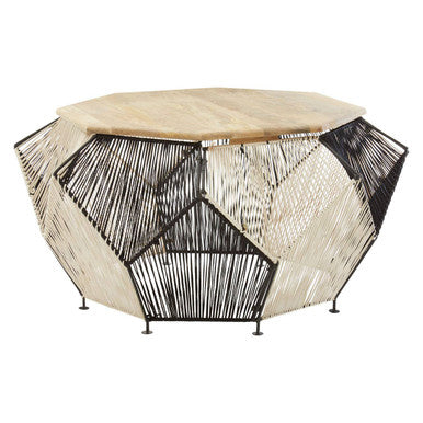 Orsina Fusion Hexagon Coffee Table – Woven Black and Silver Design