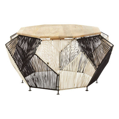 Orsina Fusion Hexagon Coffee Table – Woven Black and Silver Design
