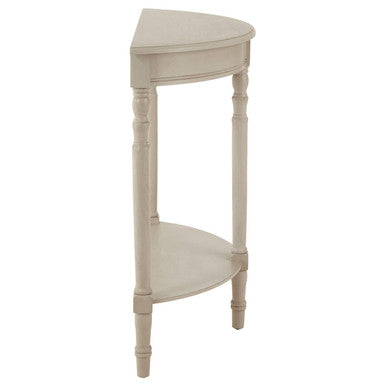 Orsina Heritage Half Moon Console Table – Grey Putty Wood with Shelf
