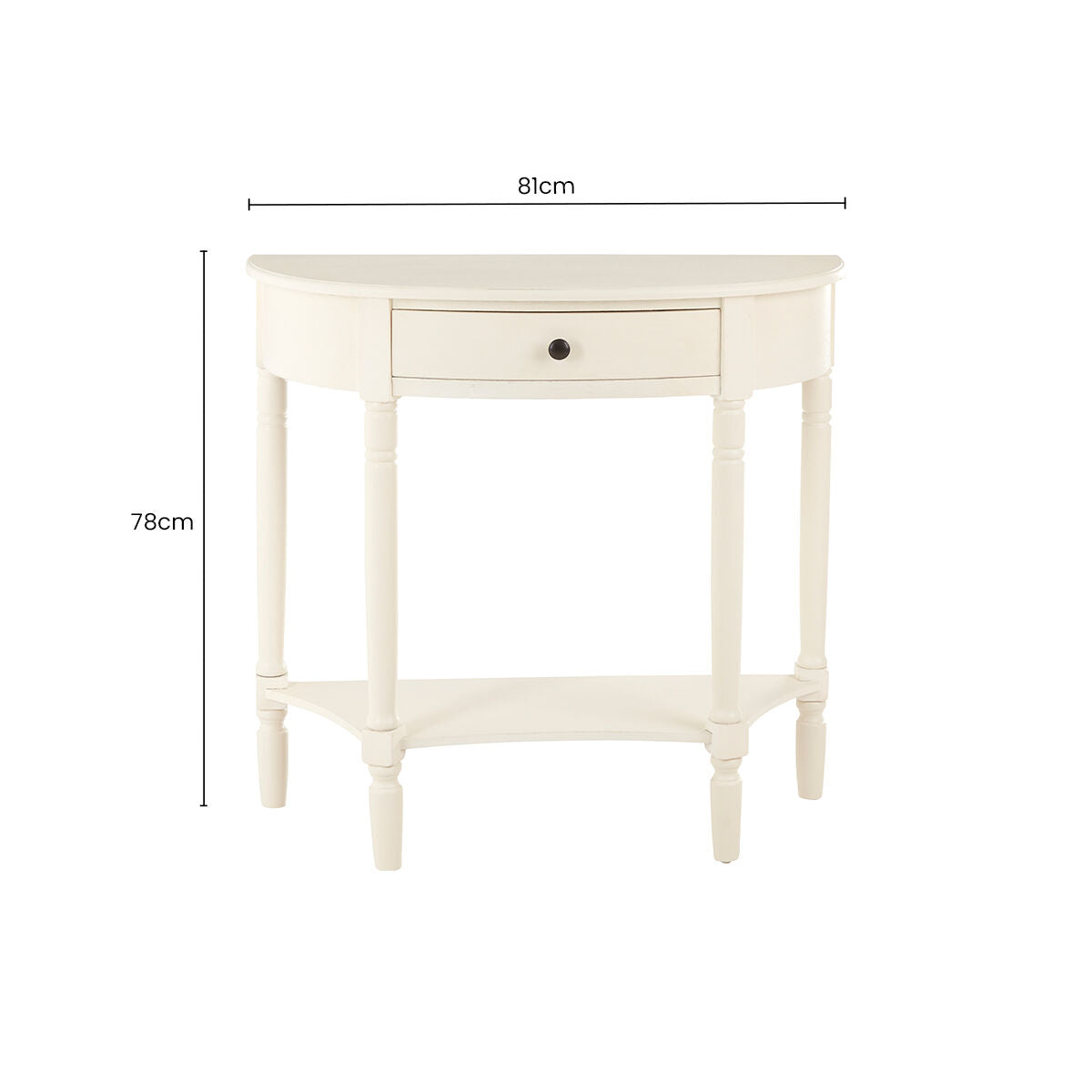 Orsina Heritage Console Table – White Pine Wood with Drawer and Shelf