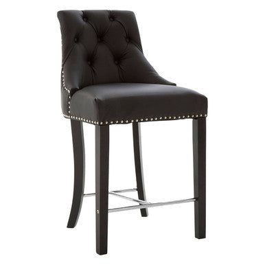 Orsina Regents Park Black Faux Leather Bar Chair | Tufted Counter Stool