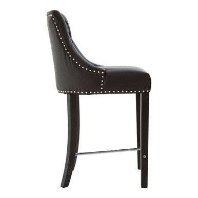 Orsina Regents Park Black Faux Leather Bar Chair | Tufted Counter Stool