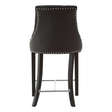 Orsina Regents Park Black Faux Leather Bar Chair | Tufted Counter Stool