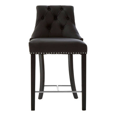 Orsina Regents Park Black Faux Leather Bar Chair | Tufted Counter Stool