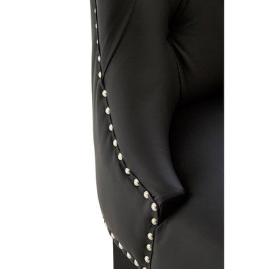 Orsina Regents Park Black Faux Leather Bar Chair | Tufted Counter Stool