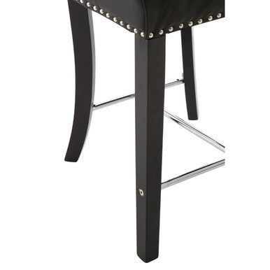 Orsina Regents Park Black Faux Leather Bar Chair | Tufted Counter Stool