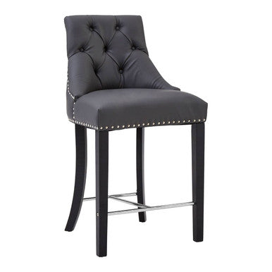 Orsina Regents Park Grey Faux Leather Bar Chair – Tufted Counter Stool