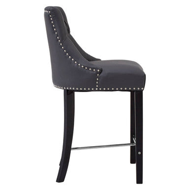 Orsina Regents Park Grey Faux Leather Bar Chair – Tufted Counter Stool