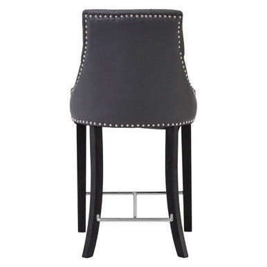 Orsina Regents Park Grey Faux Leather Bar Chair – Tufted Counter Stool