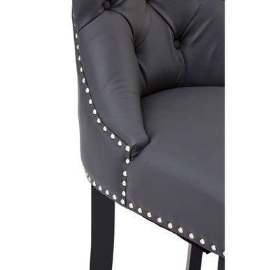 Orsina Regents Park Grey Faux Leather Bar Chair – Tufted Counter Stool