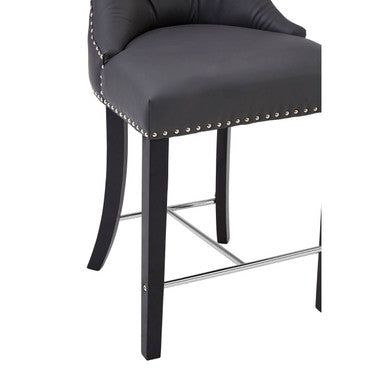 Orsina Regents Park Grey Faux Leather Bar Chair – Tufted Counter Stool
