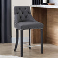 Orsina Regents Park Grey Faux Leather Bar Chair – Tufted Counter Stool