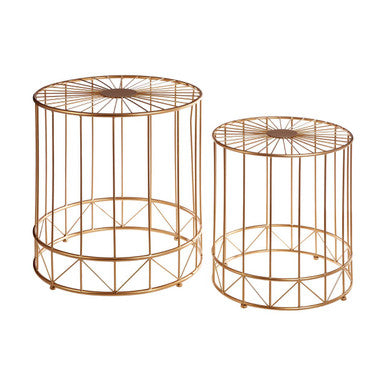 Orsina Lexi Round Side Tables – Set of 2 Gold Luxury Accent Tables