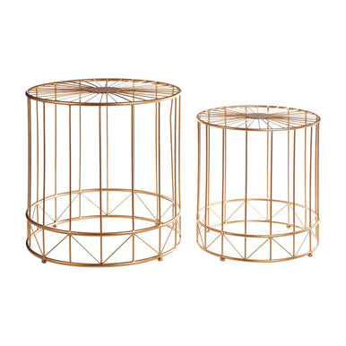 Orsina Lexi Round Side Tables – Set of 2 Gold Luxury Accent Tables