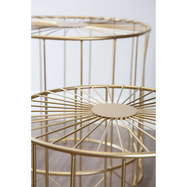 Orsina Lexi Round Side Tables – Set of 2 Gold Luxury Accent Tables