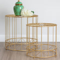 Orsina Lexi Round Side Tables – Set of 2 Gold Luxury Accent Tables