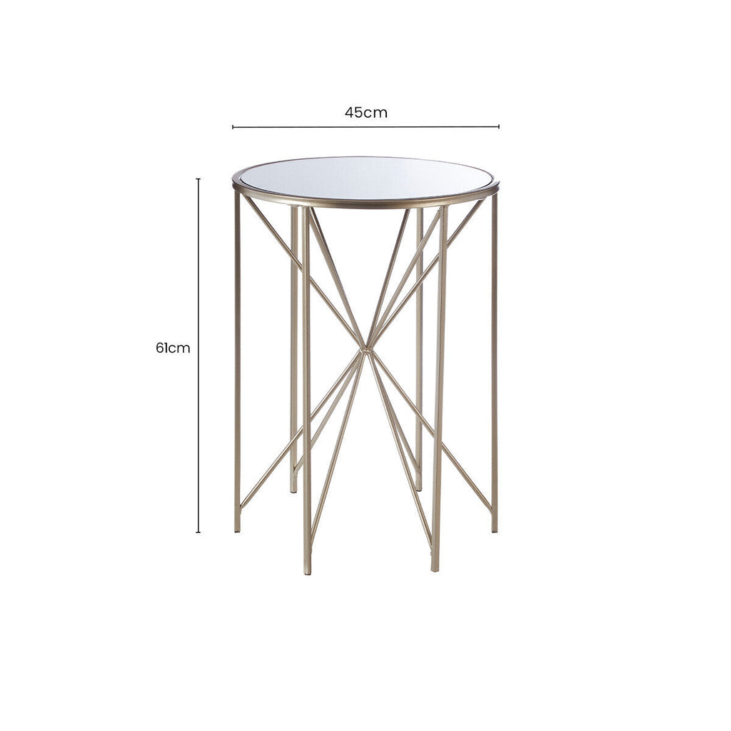 Orsina Arcana Side Table – Modern Mirrored Glass Top Accent Table