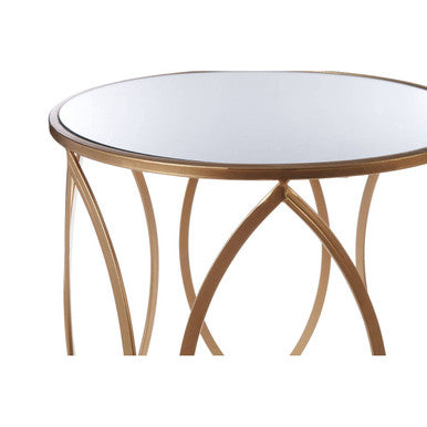 Orsina Arcana Gold Side Tables – Set of 2 Mirrored Top Accent Tables