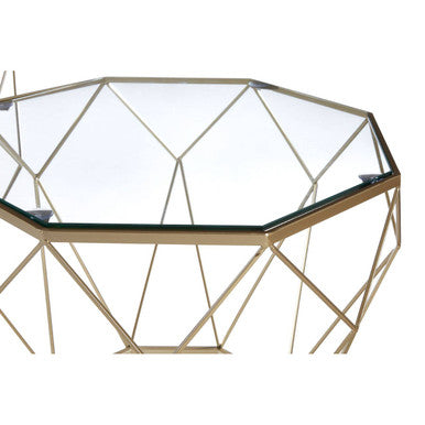 Orsina Arcana Gold Geometric Side Tables - Set of 2 Glass Top Nesting