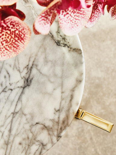 Orsina White Marble Side Table – Round End Table with Gold Base