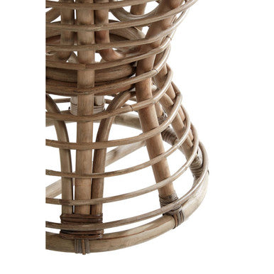 Orsina Maka Grey Natural Rattan Stool – Woven Boho Accent Footstool
