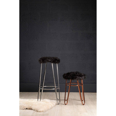 Orsina District Faux Fur Stool – Rose Gold Finish Glam Vanity Seat
