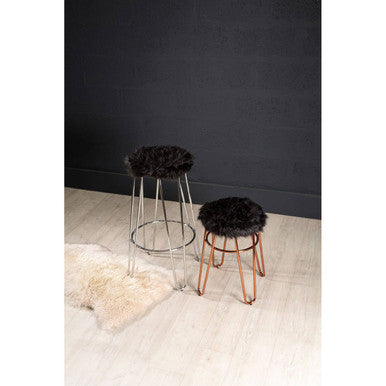 Orsina District Faux Fur Stool – Rose Gold Finish Glam Vanity Seat